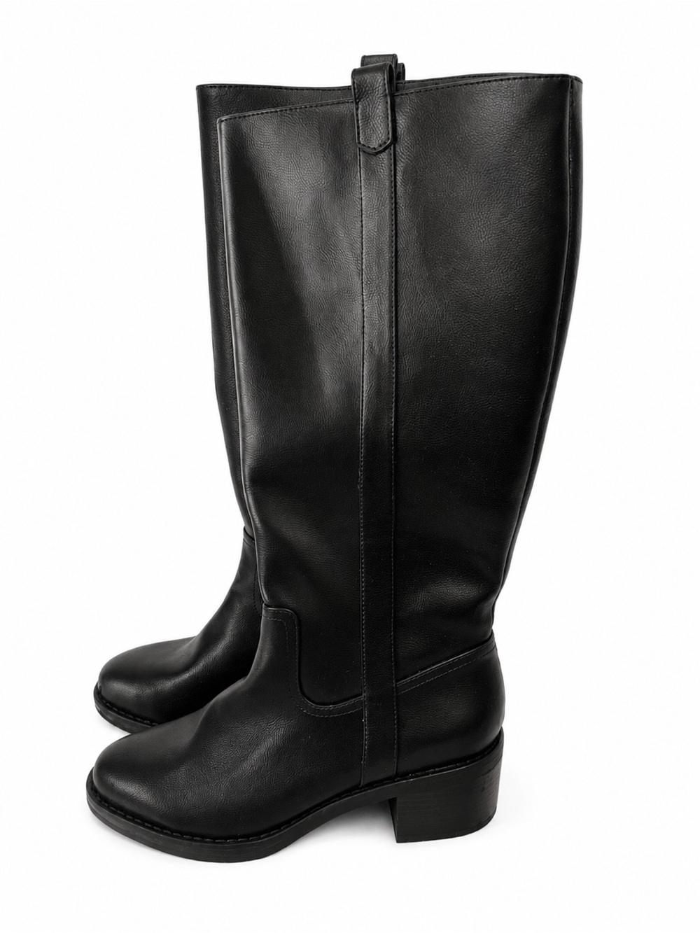 Women's Tall Black Leather Heeled Boots